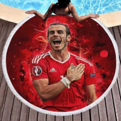 Gareth Frank Bale  Wales Soccer Player Round Beach Towel 1