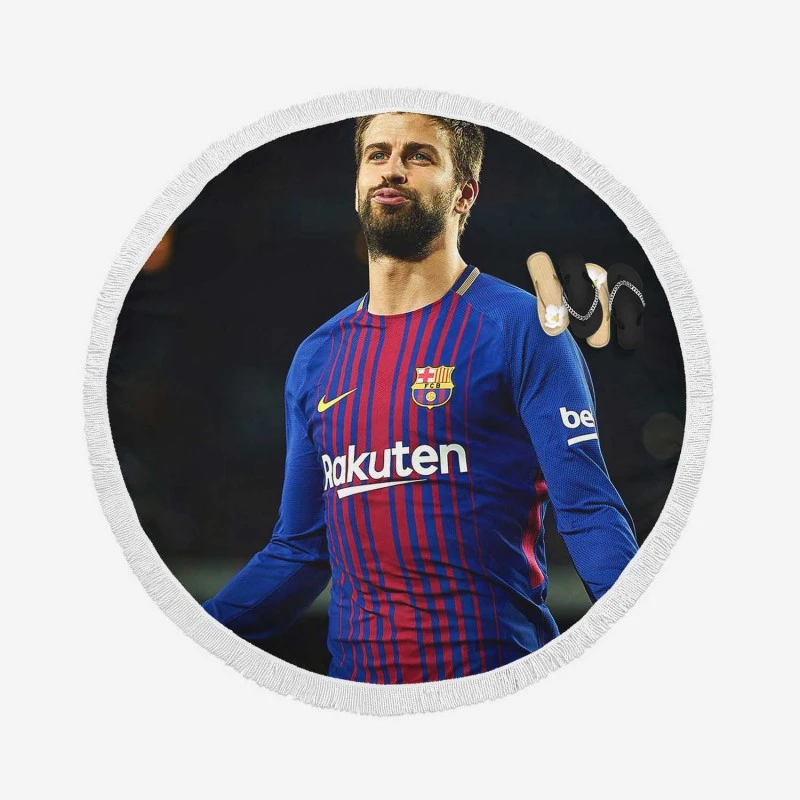 Gerard Pique Awarded Spanish Football Player Round Beach Towel