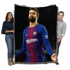 Gerard Pique Awarded Spanish Football Player Woven Blanket