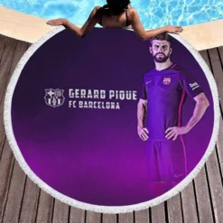 Gerard Pique Best Defend Football Player Round Beach Towel 1