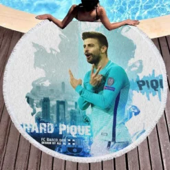 Gerard Pique Classic Barcelona Football Player Round Beach Towel 1