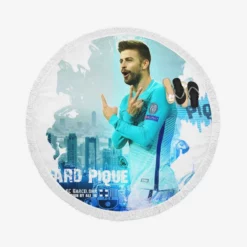 Gerard Pique Classic Barcelona Football Player Round Beach Towel