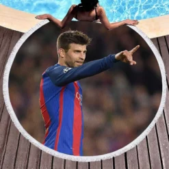 Gerard Pique Excellent Spanish Football Player Round Beach Towel 1