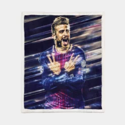 Gerard Pique Exciting Barcelona Football Player Sherpa Fleece Blanket 1