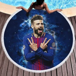 Gerard Pique FIFA World Cup Winning Player Round Beach Towel 1