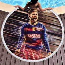 Gerard Pique La Liga Football Player Round Beach Towel 1