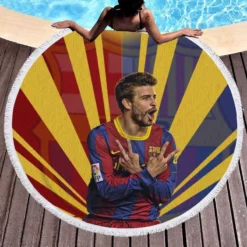 Gerard Pique Populer Barcelona Football Player Round Beach Towel 1