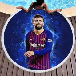 Gerard Pique Strong Barcelona Defend Football Player Round Beach Towel 1