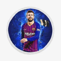 Gerard Pique Strong Barcelona Defend Football Player Round Beach Towel