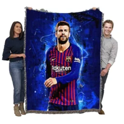 Gerard Pique Strong Barcelona Defend Football Player Woven Blanket