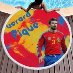 Gerard Pique Top Ranked Spanish Football Player Round Beach Towel 1