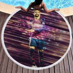 Gerard Pique UEFA Champions League Football Player Round Beach Towel 1