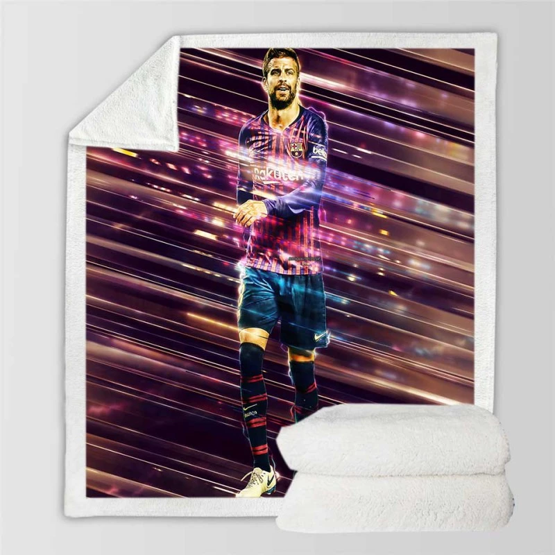 Gerard Pique UEFA Champions League Football Player Sherpa Fleece Blanket