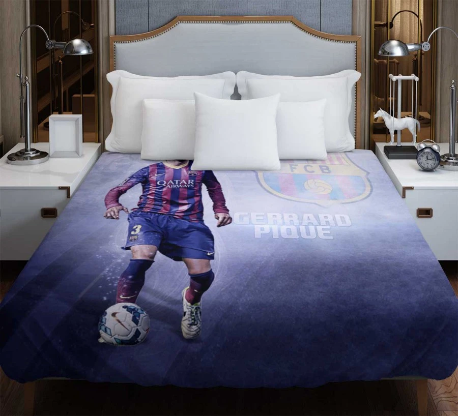 Gerard Pique in Barcelona Striped Jersey Duvet Cover