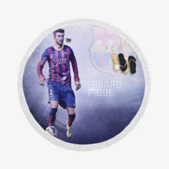 Gerard Pique in Barcelona Striped Jersey Round Beach Towel