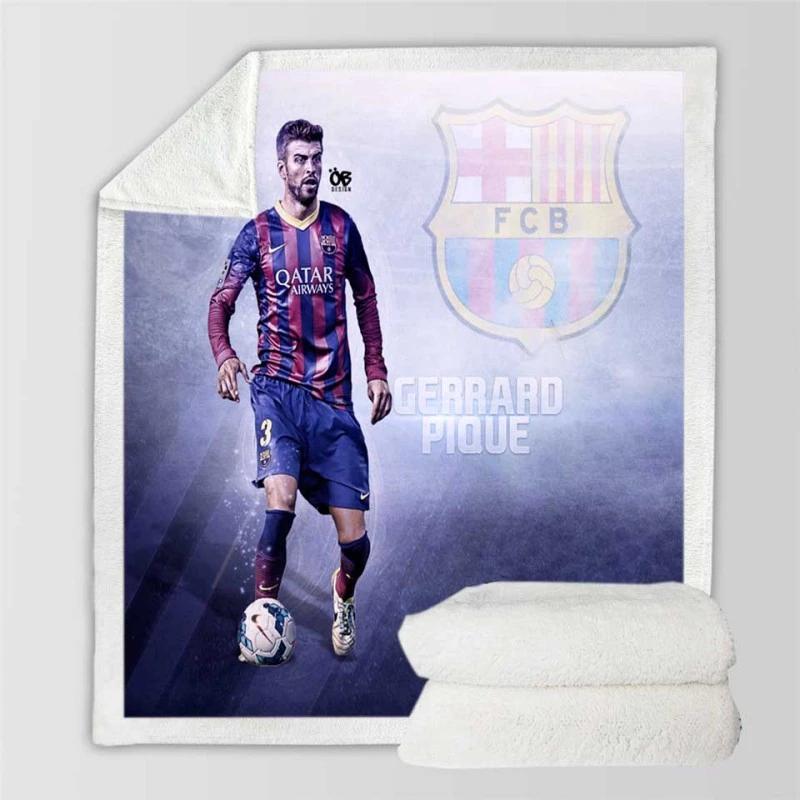 Gerard Pique in Barcelona Striped Jersey Sherpa Fleece Blanket