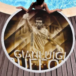 Gianluigi Buffon Coppa Italia Football Player Round Beach Towel 1