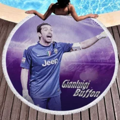 Gianluigi Buffon Energetic Italian Football Player Round Beach Towel 1