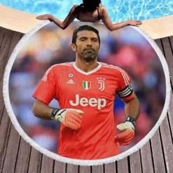 Gianluigi Buffon Strong Juventus Captain Round Beach Towel 1