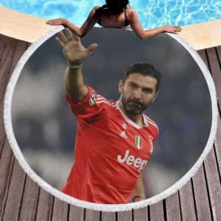 Gianluigi Buffon Top Ranked Juve Football Player Round Beach Towel 1