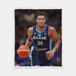 Giannis Antetokounmpo Powerful NBA Basketball Player Sherpa Fleece Blanket 1