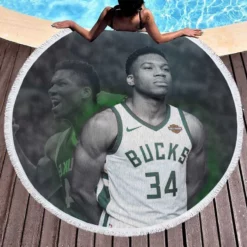 Giannis Antetokounmpo Professional NBA Player Round Beach Towel 1