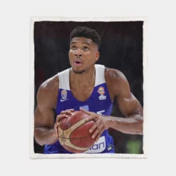 Giannis Antetokounmpo Strong Basketball Player Sherpa Fleece Blanket 1