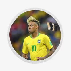 Gifted Brazil Football Player Neymar Round Beach Towel