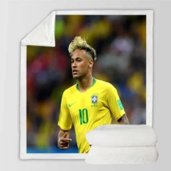 Gifted Brazil Football Player Neymar Sherpa Fleece Blanket