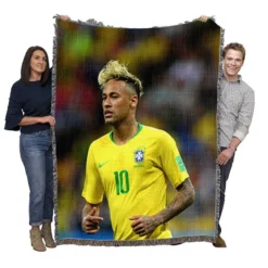 Gifted Brazil Football Player Neymar Woven Blanket