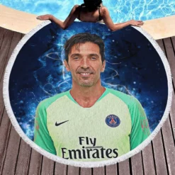 Gigi Buffon  Exellelant Goalkeeper in PSG Round Beach Towel 1