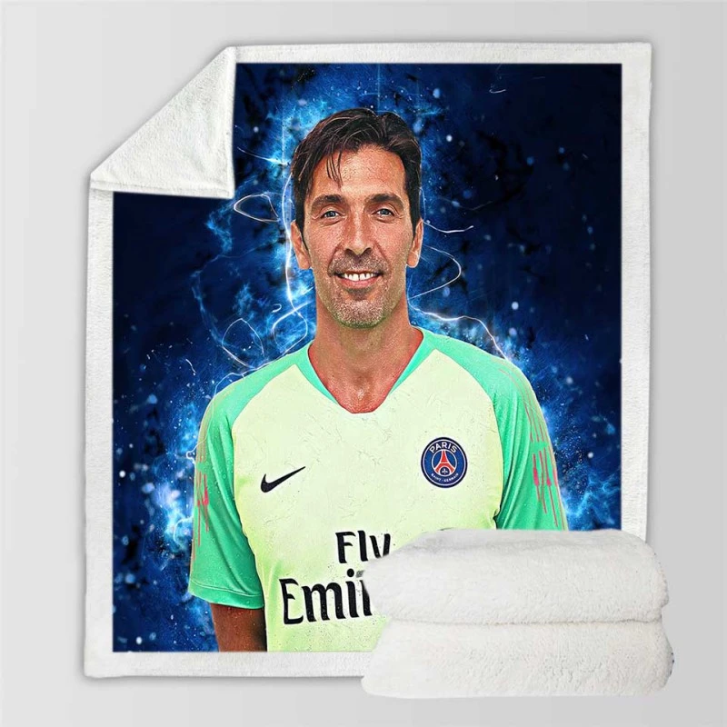 Gigi Buffon  Exellelant Goalkeeper in PSG Sherpa Fleece Blanket