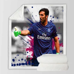 Gigi Buffon  Top Ranked PSG Football Player Sherpa Fleece Blanket