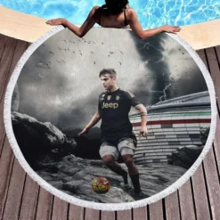 Goal driven Soccer Player Paulo Dybala Round Beach Towel 1