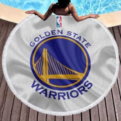 Golden State Warriors Active NBA Basketball Logo Round Beach Towel 1