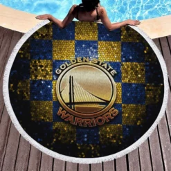 Golden State Warriors NBA Basketball Team Logo Round Beach Towel 1