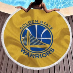 Golden State Warriors Professional Basketball Club Logo Round Beach Towel 1