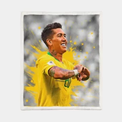 Graceful Brazil Footballer Roberto Firmino Sherpa Fleece Blanket 1