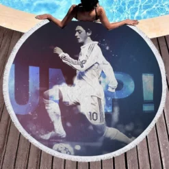 Graceful European Football Player Mesut Ozil Round Beach Towel 1