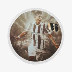 Graceful Football Player Paulo Dybala Round Beach Towel