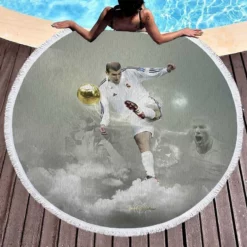 Graceful Football Zinedine Zidane Round Beach Towel 1