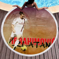 Graceful Footballer Zlatan Ibrahimovic Round Beach Towel 1