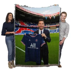 Graceful PSG Football Player Lionel Messi Woven Blanket