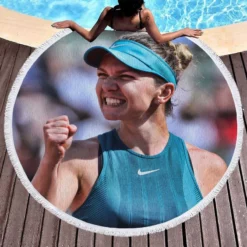 Grand Slam Tennis Simona Halep Round Beach Towel 1