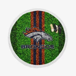 Grass Design NFL Denver Broncos Logo Round Beach Towel