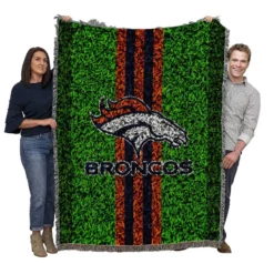 Grass Design NFL Denver Broncos Logo Woven Blanket
