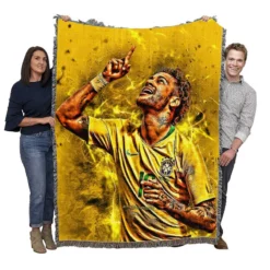 Hardworking Brazil Sports Player Neymar Woven Blanket