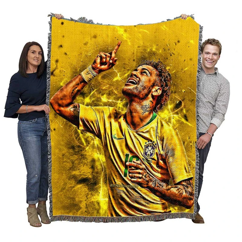 Hardworking Brazil Sports Player Neymar Woven Blanket