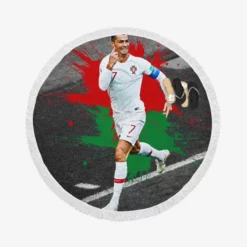 Hardworking Sports Player Cristiano Ronaldo Round Beach Towel