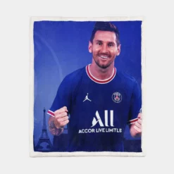 Hardworking Sports Player Lionel Messi Sherpa Fleece Blanket 1